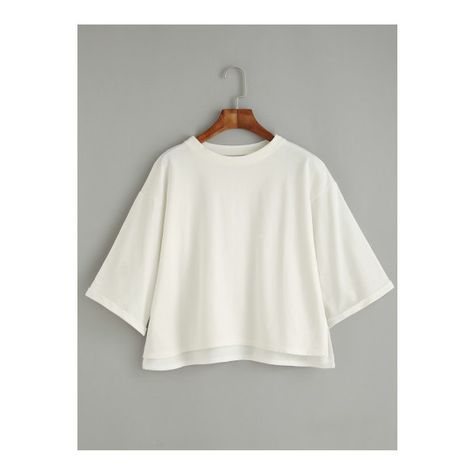 SheIn(sheinside) White Drop Shoulder Cuffed T-shirt (12 AUD) ❤ liked on Polyvore featuring tops, t-shirts, white, white t shirt, round neck t shirt, elbow length sleeve t shirts, half sleeve tee and elbow length sleeve tee Blue Wardrobe, T Shirts White, Women Midi, Elbow Length Sleeve, White White, White T Shirt, Half Sleeve, Cute Shirts, White Tshirt