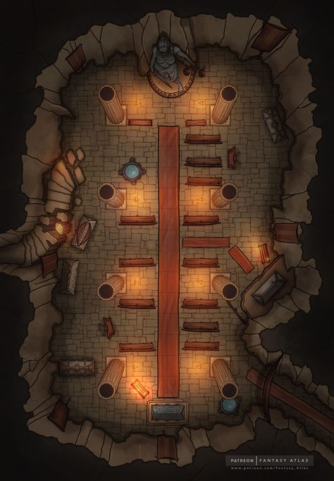 I'm creating Tabletop Battle maps for Dungeons Dragons (D&D) - hit the link to download some free maps ................................................................................ #dnd #maps #battlemaps #dndmaps #roll20 #roll20maps #dungeonsanddragons #ttrpg #rpg #tabletop #fantasy #map #dungeon #dungeonmaps #encountermaps #battlemap #dndbattlemap #pathfinder #dndhomebrew #l5r   #5e #temple  #fantasyatlas #fantasy_atlas Dnd Battle Maps, Underground Temple, Pathfinder Maps, Dnd World Map, Building Map, Love Lost, Fantasy World Map, Map Maker, Tabletop Rpg Maps