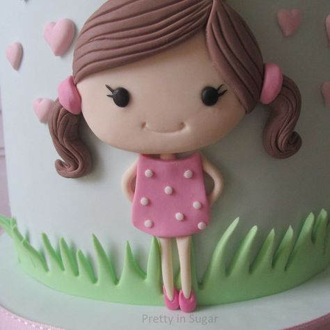 That Top Girl - CakeCentral.com Torturi Baby Shower, Rapunzel Birthday Cake, Fondant Girl, Cake Designs For Girl, Cleaner Living, Fondant Cake Designs, Cat Brush, Fondant Cake Toppers