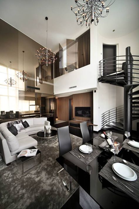 The Legend, Modern Condominium Interior Design, Living & Dining Room. Condominium Interior Design, Condominium Interior, Condominium Design, Scandinavian Design Living Room, Living And Dining Room, House Renovation, Renovation Ideas, Cabin Homes, Dream House Decor