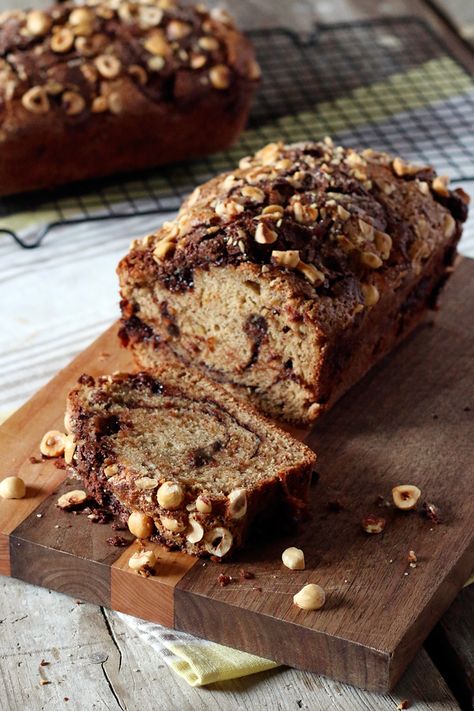 Nutella Banana Bread, Nutella Recipe, Nutella Bread, Banana Nutella, Nutella Recipes, Banana Bread Recipe, Banana Bread Recipes, Quick Bread, Bread Recipe