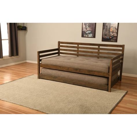 Winston Porter Jasiana Wood Daybed With Pop Up Bed & Reviews | Wayfair Boho Daybed, Daybed With Pop Up Trundle, Pop Up Trundle Bed, Pop Up Trundle, Two Twin Beds, Wood Daybed, Beds And Headboards, Trundle Bed, Mattress Springs