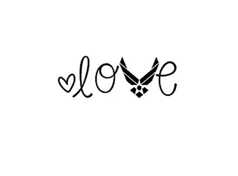 Air Force Love Car Laptop Phone Tablet Decal by InspiredByGrayce, $1.50 Small Air Force Tattoo For Women, Air Force Tattoo For Women, Air Force Mom Tattoo, Air Force Tattoo, Air Force Love, Transfer Techniques, Air Force Girlfriend, Ambigram Tattoo, Wife Tattoo