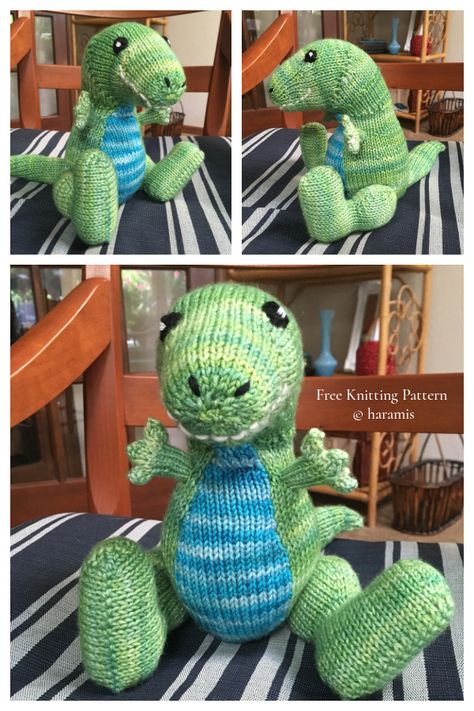 Amigurumi T-rex Dinosaur Knitting Patterns - Knitting Pattern Dinosaur Knitting Pattern Free Sweater, Free Knit Dinosaur Pattern, Knitted Toys Free Patterns Stuffed Animals Dinosaurs, Free Dinosaur Knitting Patterns, T Rex Knitting Pattern Free, Dinosaur Doll Pattern, Knit Dinosaur Pattern Free, Knitted Dinosaur Pattern Free, Dinosaur Knitting Pattern Free