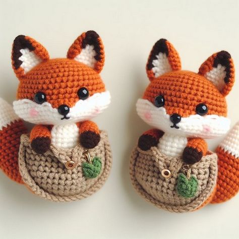 Amigurumi Fox Pattern, Fox Amigurumi, Amigurumi Patterns Free, Fox Crochet, Crochet Pocket, Crocheted Fox Pattern, Amigurumi Fox, Crochet Amigurumi Free, Fox Pattern