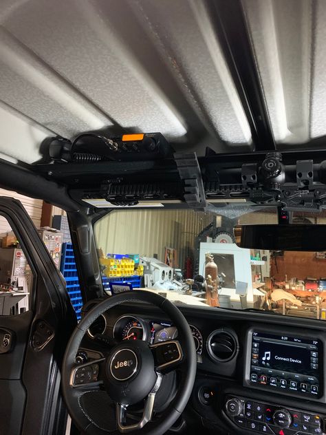 JL JEEP OVERHEAD MOUNT Tactical Jeep Wrangler, Jeep Jl Mods, Tactical Jeep, Jeep Upgrades, Bronco Truck, Jeep Interiors, Tactical Truck, Jeep Camping, Tactical Life