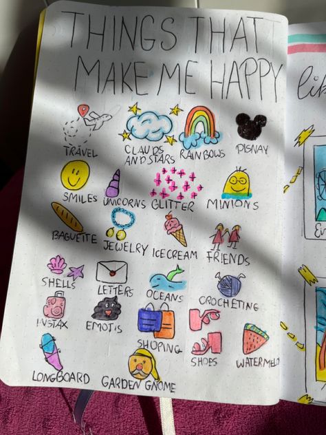 Things That Make Me Happy Drawings, Stuff To Make You Happy, Things That Make Me Happy Journal, Happy Drawing Ideas, Minion Smile, Diary Making, Things Make Me Happy, Happy Drawings, Slam Book