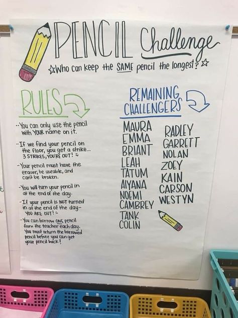 Cause I Ain’t Got A Pencil, Class Pencil Management, Pencil Ideas For The Classroom, Pencil Wars Classroom, Great Pencil Challenge, Pencil Organization Classroom, Pencil Challenge Classroom, Classroom Pencil Management, Pencil Management