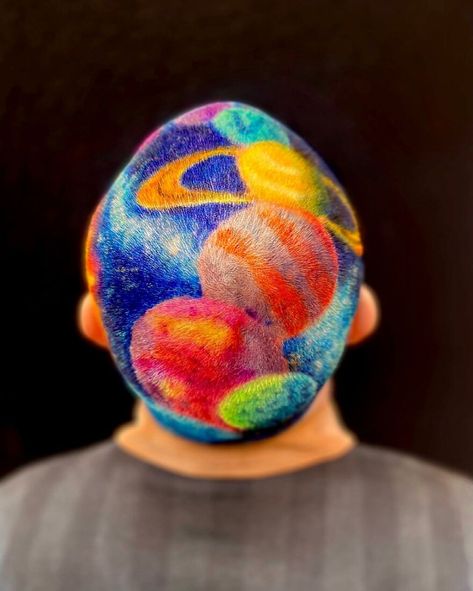 Galaxy Hair Color, Shave Designs, Shaved Head Designs, Hair Colour Design, Dyed Hair Men, Shaved Hair Designs, Buzzed Hair, Galaxy Hair, Hair Tattoo