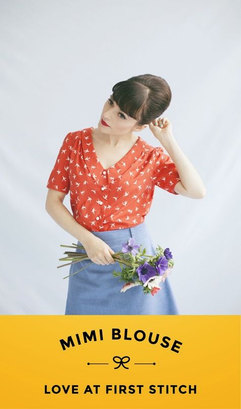 Mimi Blouse Women's Blouse Patterns For Women, Naaien Blouses, Dainty Clothing, Dressmaking Patterns, Blouse Sewing Pattern, Blouse Sewing, Sewing Blouses, Sewing Tops, Making Clothes