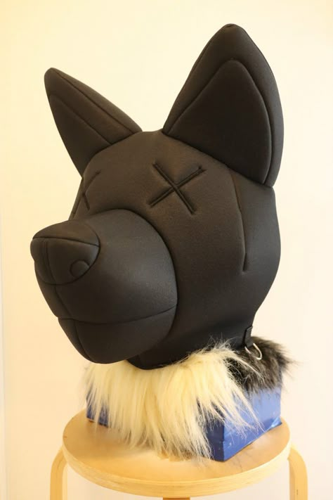 A concept pup hood that can be added to a fursuit head Pup Hood, Fursuit Makers, Fritz The Cat, Fursuit Making, Fursuit Ideas, Cool Fursuits, Fursuit Head, Suit Ideas, Leather Crafting