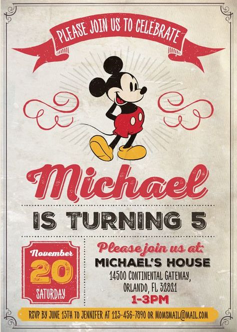 Police Birthday Invitations, Mickey Mouse Bday, Twins Boy, Mickey Mouse Birthday Invitations, Mickey Mouse Invitation, Mickey Mouse Invitations, Mickey Mouse Vintage, 90th Birthday Invitations, Baseball Theme Party