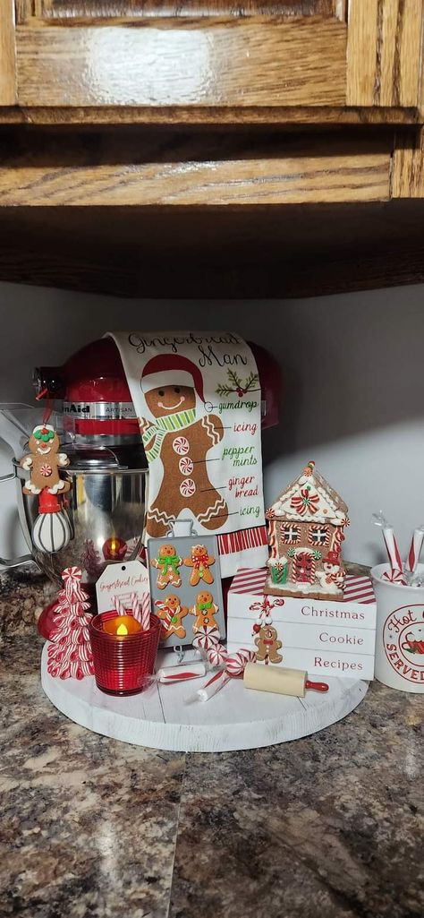 Mixer On Counter Decor, Gingerbread Kitchen Decorating Ideas, Mixer Decor, Kitchenaid Mixer, Counter Decor, Kitchen Counter Decor, Christmas Kitchen Decor, Stand Mixer, Christmas Kitchen