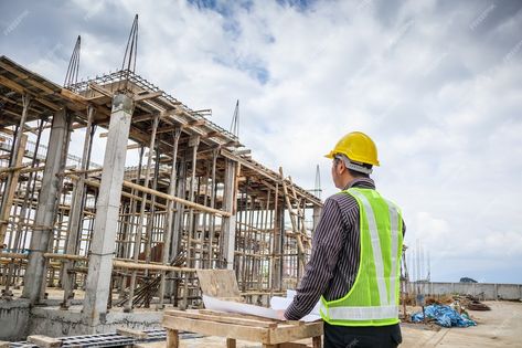 Premium Photo | Young business man professional engineer worker at the house building construction site with blueprint Zechariah And Elizabeth, Construction Engineer, Project Engineer, Construction Photography, Building Engineer, Thesis Ideas, Direct Painting, Construction Images, Construction Engineering