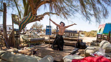 What's It Like in Slab City, the 'Last Free Place' in the U.S.? | HowStuffWorks Colorful Art Installations, Slab City, Salvation Mountain, Salton Sea, Places In America, California Desert, Terrain Vehicle, Homeless People, Kinds Of People