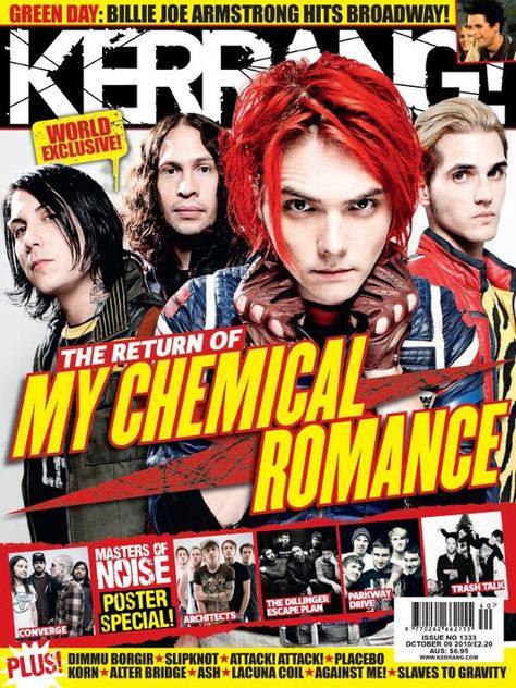 Kerrang Magazine Cover, Mcr Magazine, My Chemical Romance Members, Mcr Band, Kerrang Magazine, Dimmu Borgir, Rock Cover, I Love Mcr, Joe Armstrong