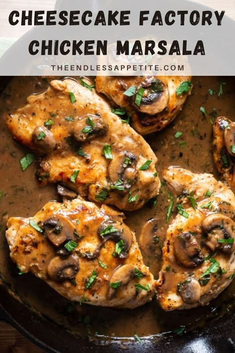 Cheesecake Factory Chicken Marsala Recipe, Mashed Potatoes And Asparagus, Cheesecake Factory Chicken, Potatoes And Asparagus, Chicken Wine, Chicken Marsala Recipe, Black Color Hairstyles, Marsala Recipe, Cheesecake Factory Recipes