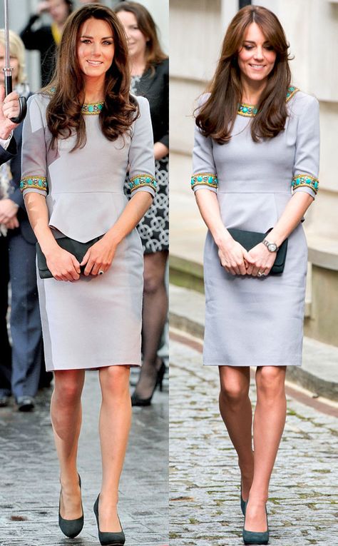 Surprised? Nope. Impressed? Absolutely. Kate Middleton's back to her royal recycling ways, whippi... Kate Outfits, Orla Kiely Dress, Nautical Inspired Outfit, Kate Middleton Style Outfits, Princesse Kate Middleton, Looks Kate Middleton, Kate And Pippa, Kate Middleton Outfits, Alexander Mcqueen Dresses