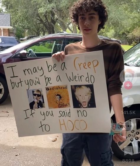 bur im a creep… Im a weirdooo… — not my image Radiohead Promposal, Im A Creep Im A Weirdo, Im Weird, Hoco Proposals, Radiohead, Silly Me, Doja Cat, Really Funny Pictures, Funny Me