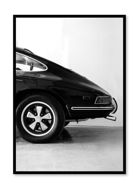 This vintage Porsche is a classy addition to your walls.  Curated Photography by Opposite Wall Prints are not framed Black And White Car, Porsche Vintage, Porsche Poster, Porsche Car, Photography Poster, Matting Pictures, Shotting Photo, Vintage Porsche, White Car