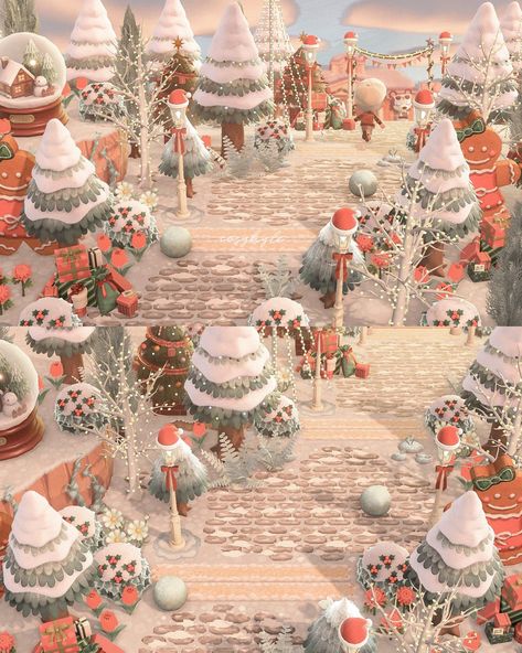 Christmas Acnh, Acnh Christmas Island, Acnh Christmas Ideas, Animal Crossing Christmas, Animal Crossing Winter Wallpaper, Acnh Christmas, Christmas Villagers Acnh, Acnh Christmas Quilt Design, Acnh Hhp Winter