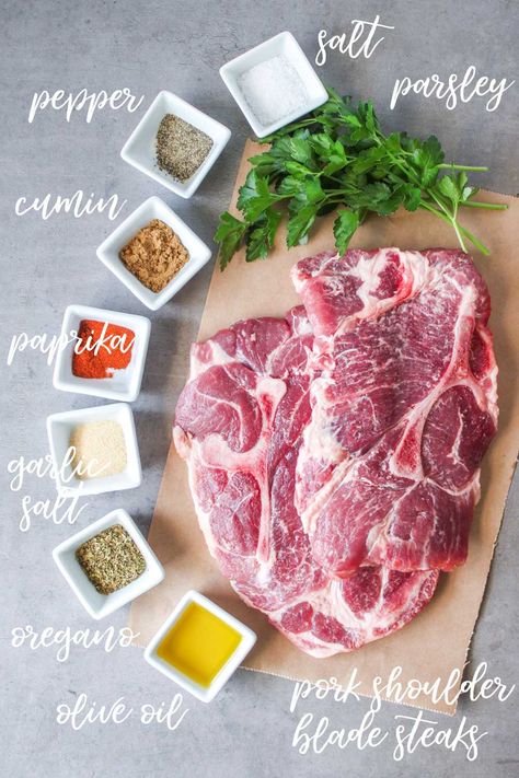 Pork Steak Seasoning, Pork Steak Recipes Skillet, Sauces For Pork, Cooking Pork Steaks, Pork Shoulder Blade Steak, Pork Chop Steak, Pork Steak Recipes, Pork Shoulder Steak Recipes, Fried Pork Steak