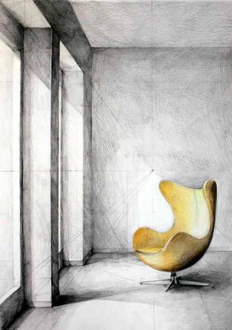 fabriciomora: Egg chair - Arne Jacobsen, drawing by Klara Ostaniewicz Egg Chair Arne Jacobsen, Rendering Interior, Chair Drawing, Drawing Interior, Interior Design Sketches, Interior Sketch, Interior Illustration, Interior Rendering, Arne Jacobsen