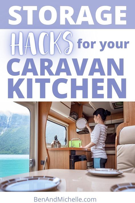 Caravan Storage Ideas Space Saving, Campervan Storage, Caravan Kitchen, Caravan Hacks, Caravan Life, Caravan Storage, Caravan Living, Interior Makeover, Small Caravans