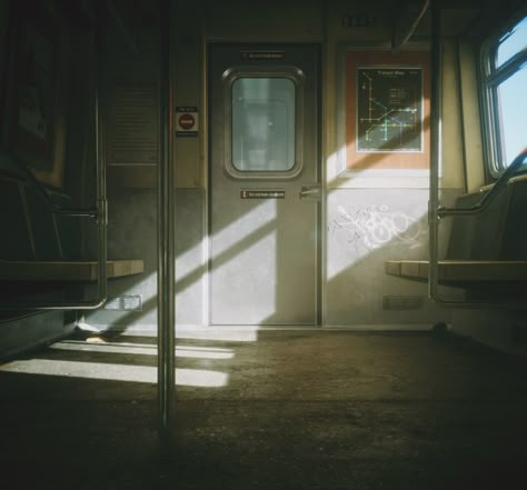 Train Scene, Supermassive Games, Train Light, Bg Design, Interesting Shapes, Subway Train, Contrasting Colours, A Silent Voice, Natural Colours