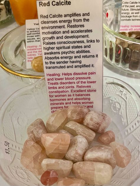 Peach Calcite Meaning, Strawberry Calcite Meaning, Red Calcite Meaning, Red Calcite Crystal Meaning, Calcite Meaning, Red Calcite, Crystal Work, Spiritual Stuff, Healing Heart