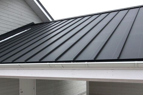 Black Metal Roof, Types Of Roofing Materials, Sheet Metal Roofing, Roof Restoration, Metal Roofs, Residential Roofing, Metal Roofing, Roof Colors, Modern Farmhouse Exterior