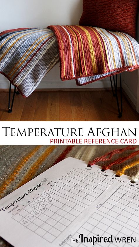 Love this Printable Reference Card and Chart for a Temperature Afghan | The Inspired Wren Temperature Blanket Template, Crochet Temperature Blanket Chart, Temperature Blanket Crochet Chart, Temperature Blanket Chart Tracker, I Love This Yarn Temperature Blanket, Tempreture Blanket, Temperature Blanket Crochet Color Chart, Temperature Blanket Knit, Crochet Temperature Blanket Ideas