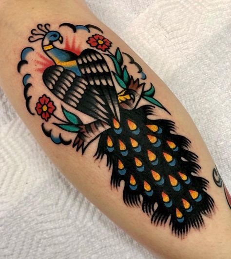 Traditional Peacock Tattoo, Heart And Soul Tattoo, Small Traditional Tattoo, Traditional Peacock, Peacock Tattoo, Sailor Jerry Tattoos, Soul Tattoo, American Tattoos, Traditional Tattoo Design