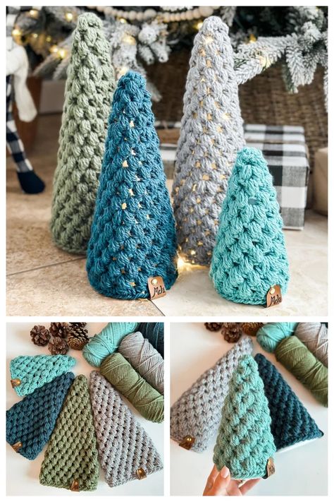 Puff Stitch Christmas Trees - Crochet Kingdom Crochet Puff Stitch Christmas Tree, Crochet Christmas Tree Cone, Crochet Christmas Tree Patterns, Easy Crochet Christmas Tree, Crochet Christmas Trees Free, Easy Crochet Christmas, Christmas Tree 2023, 2023 Christmas Tree, Crochet Christmas Garland