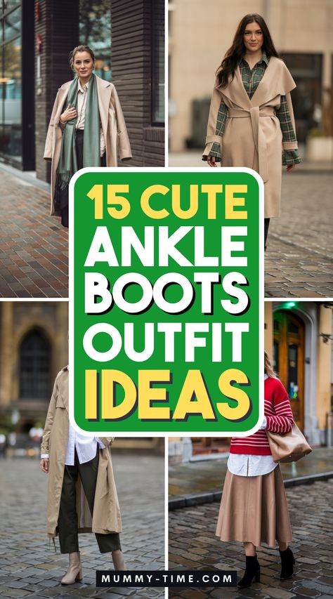 Elevate your everyday style with these trendy ankle boots outfit ideas! From laid-back looks to dressy ensembles, find the perfect match for your boots. 🥿🌼 Don’t forget to save this pin for future outfit inspiration! Outfits With Ankle Boots Dressy, Mid Boots Outfit, Ankle Boots Outfit Ideas, Cute Tank Top Outfits, October Wedding Guest Outfits, Ankle Boots Outfit Winter, Fur Jacket Outfit, Ankle Boots Outfit, Boots Outfit Ideas