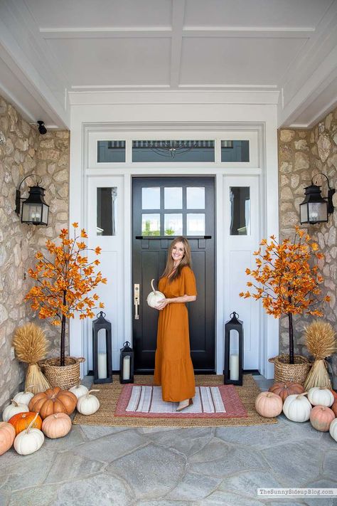 Fall Porch Ideas (Sunny Side Up) Thanksgiving Porch, Fall Porch Ideas, Grass Wreath, Fall Porch Decor, Galvanized Tub, Thanksgiving Inspiration, Fall Front Porch Decor, Fall Thanksgiving Decor, Fall Yall