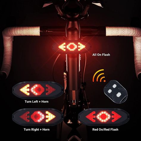 Bike Tail Light with Turn Signals Wireless Remote Control Waterproof Bicycle Rear Light Back USB Rechargeable Ultra Bright Safety Warning Cycling Taillight for Night Bike Tail Light, Night Biking, Cycling Accessories, Edison Light Bulbs, Lithium Battery, Abs Material, Rechargeable Batteries, Tail Light, Remote Control