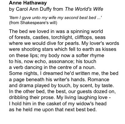 Anne Hathaway by Carol Ann Duffy Carol Ann Duffy Poems, Carol Ann Duffy, Poetry Anthology, Carol Ann, Poetry Inspiration, Favorite Book Quotes, Create Words, Lovely Quote, Poetry Words