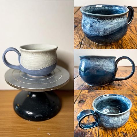 Snow Over Blue Midnight Glaze, Snow Over Storm Glaze, Amaco Snow Combinations, Amaco Snow Glaze Combinations, Amaco Snow, Snow Glaze, Glaze Combinations, Glaze Combos, Pottery Glaze