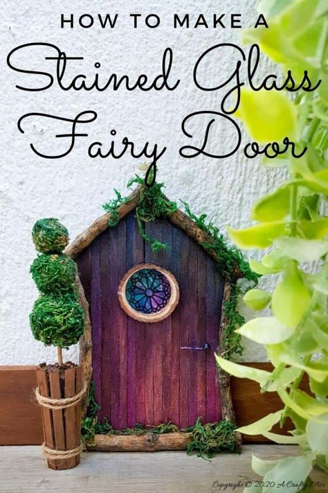 Stained Glass Fairy, Diy Fairy Door, Glass Fairy, Fae Folk, Fairy Garden Doors, Craft Cupboard, Fairy Tree Houses, Garden Door, Fairy Village