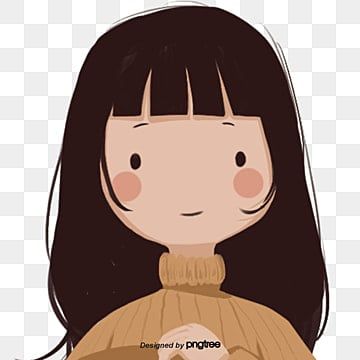 Pelo Cafe, Cute Bangs, Hair Clipart, Hair Illustration, Watercolor Girl, Black And White Cartoon, Girl Background, Face Icon, Doodle Icon