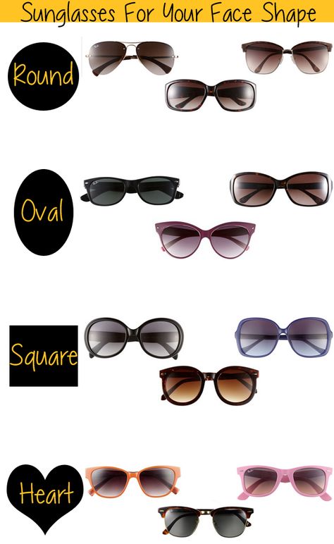 The perfect shades for the moments that the sun shines bright on your beautiful face. Face Shape Sunglasses, Womens Sunglasses Face Shape, Sunglasses For Your Face Shape, Glasses For Face Shape, Round Face Sunglasses, Types Of Sunglasses, Glasses For Your Face Shape, Ray Ban Sunglasses Sale, Trendy Glasses