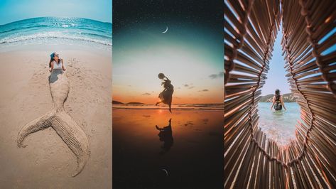 50 Beach Photography Ideas to Try This Summer Go Pro Photos Ideas, Gopro Photography Ideas, Creative Beach Photos, Creative Beach Photography, Funny Beach Photos, Gopro Ideas, Creative Beach Pictures, Beach Photo Ideas, Gopro Photos