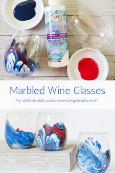 Brownie Activities, Glass Transfer, Diy Wine Glasses Painted, Glass Crafts Diy, Plastic Mixing Bowls, Painted Initials, Wine Glass Designs, Diy Wine Glasses, Pour Paint