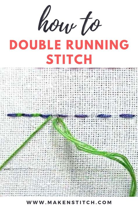 Double running stitch is a variation of the simple Running Stitch. It is also known as the Holbein stitch or the Assisi stitch. Watch my step-by-step video tutorial and learn how to embroider the Double Running Stitch! Running Stitch Variations, Double Running Stitch Embroidery, Holbein Stitch, Stitch Watch, Embroidery Outline, Outline Stitch, Embroidery Video, Basic Embroidery, Easy Embroidery