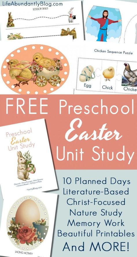 Easter Unit Study for Preschoolers {FREE for a limited time!} #Easter #printable Easter Unit Study, Easter Curriculum, Easter Homeschool, Preschool Easter, Free Homeschool Resources, Preschool Units, Homeschool Freebies, Abc Flashcards, Easter Preschool