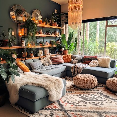 Boho Hippie Lifestyle Boho Living Room Decor, Room Color Schemes, Style Loft, Boho Living, Spring Home Decor, Boho Living Room, Living Room Inspo, New Living Room, Eclectic Home