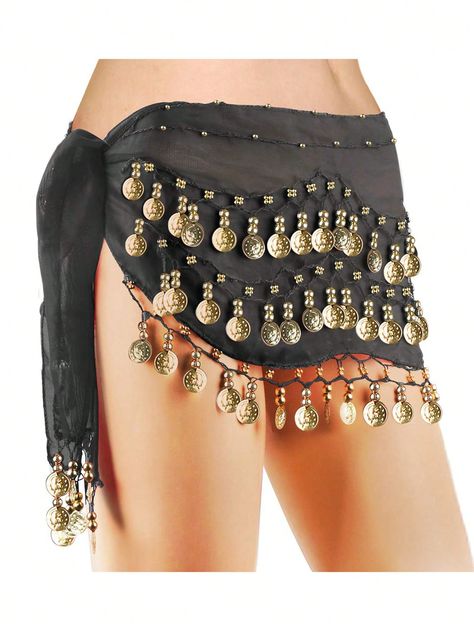 Women's Sweet Bellydance Hip Scarf With Gold Coins Skirts Wrap Noisy Black    Polyester     Boxing Fighting & Dance Gymnastics, size features are:Bust: ,Length: ,Sleeve Length: Belly Dance Hip Scarf, Belly Dancer Costumes, Belly Dancing Workout, Belly Dance Skirt, Hip Scarf, Dancer Costume, Hip Scarves, Dance Outfit, Dance Accessories