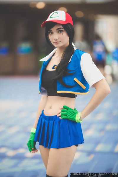 Ash Ketchum #cosplay from Pokemon | Otakon 2018 #DTJAAAAM Female Ash Ketchum Costume, Ash Cosplay Pokemon, Pokemon Cosplay Female, Ash Pokemon Costume, Ash Ketchum Costume, Pokemon Trainer Cosplay, Ash Ketchum Cosplay, Ash Costume, Pokémon Artwork