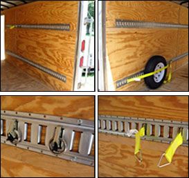 Trailer Tie Down Ideas, Workshop Trailer, Lawn Trailer, Vanlife Diy, Racing Trailer, Race Trailer, Enclosed Trailer Camper, Snowmobile Trailers, E Track